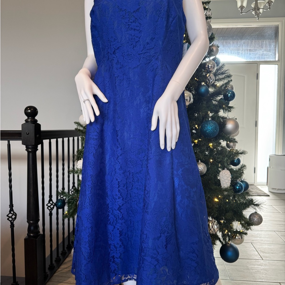 Gabby Skye Cobalt Blue Lace Midi Dress - Picture 2 of 12